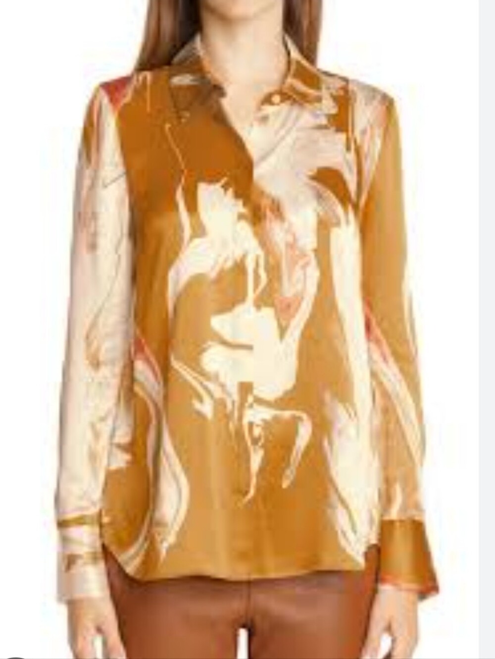 Lafayette 148 New York "Scottie" Abstract Print Silk Blouse